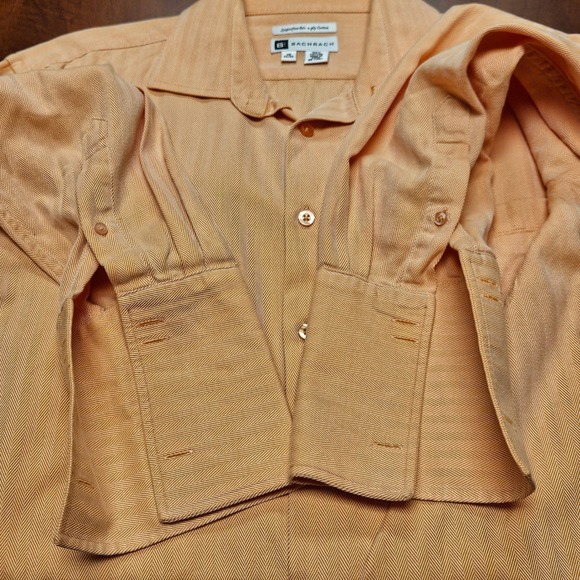 BACHRACH Men's Dress Shirt 16 32/33 Peach Orange Pinstripe Cotton Blend EUC - Picture 7 of 12